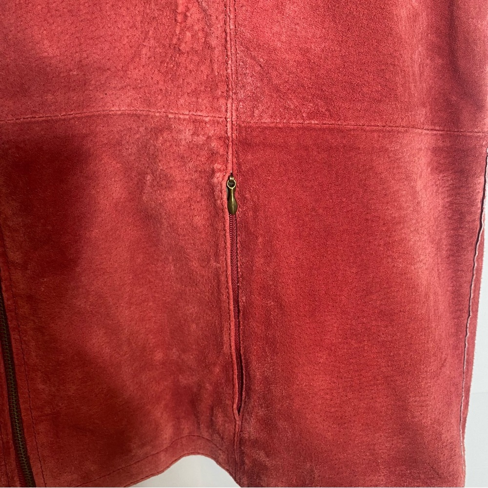 Women’s Stylish Ruff Hewn Burgundy Zip Up Suede Vest Bikercore - Picture 5 of 11